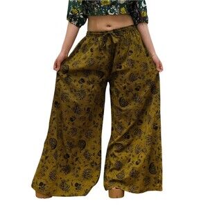 Y2k Hippie Women’s Wide-Leg Palazzo Pants 27” Boho Celestial Mushroom Gypsy
